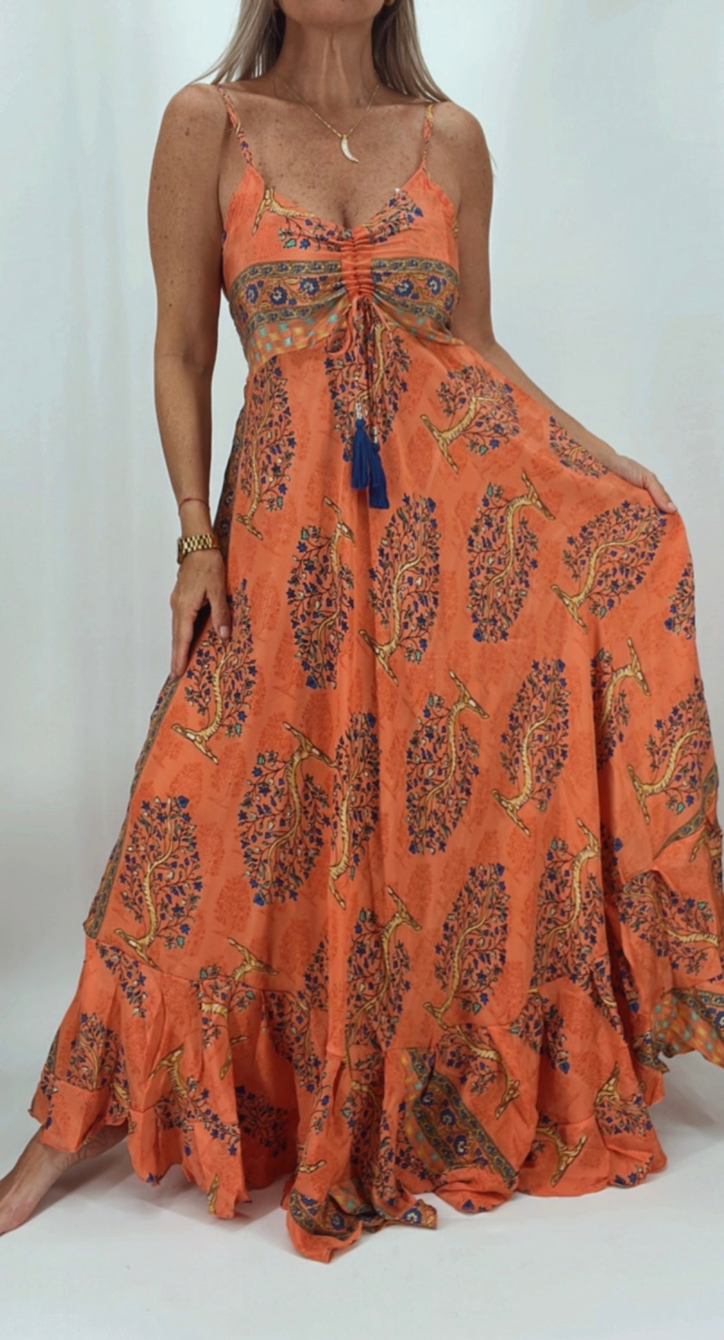 Vestido de la India en seda espalda elastizada