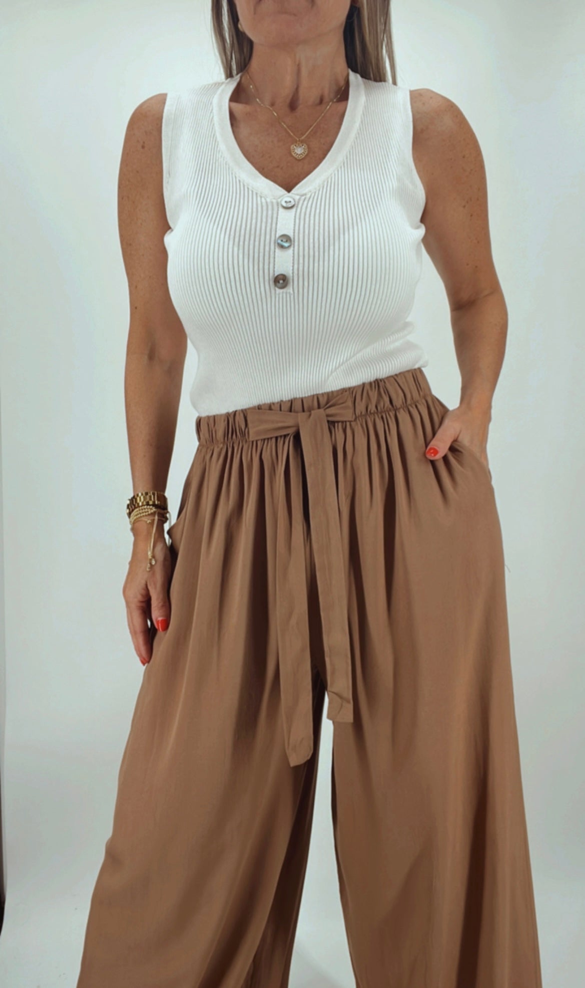 Palazo ancho cintura elastizada