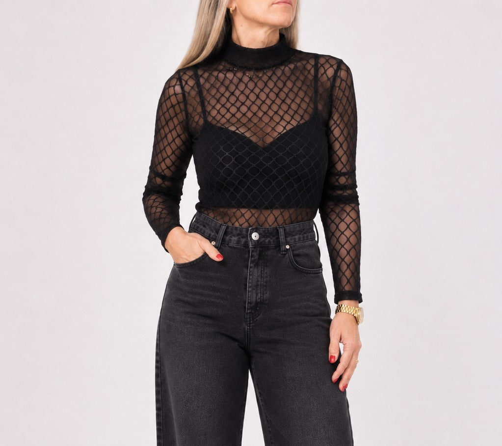 Body tull tipo red elastizado color negro