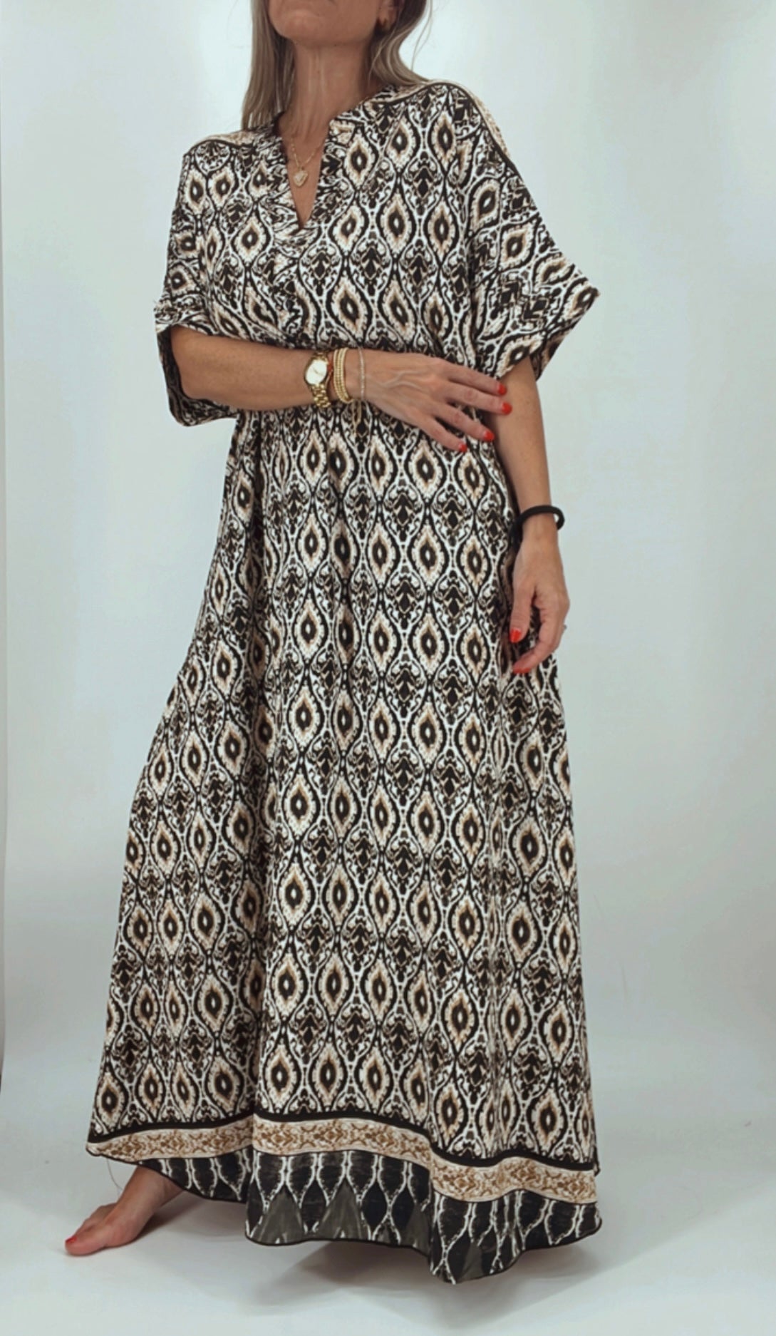 Vestido tipo lino estampado