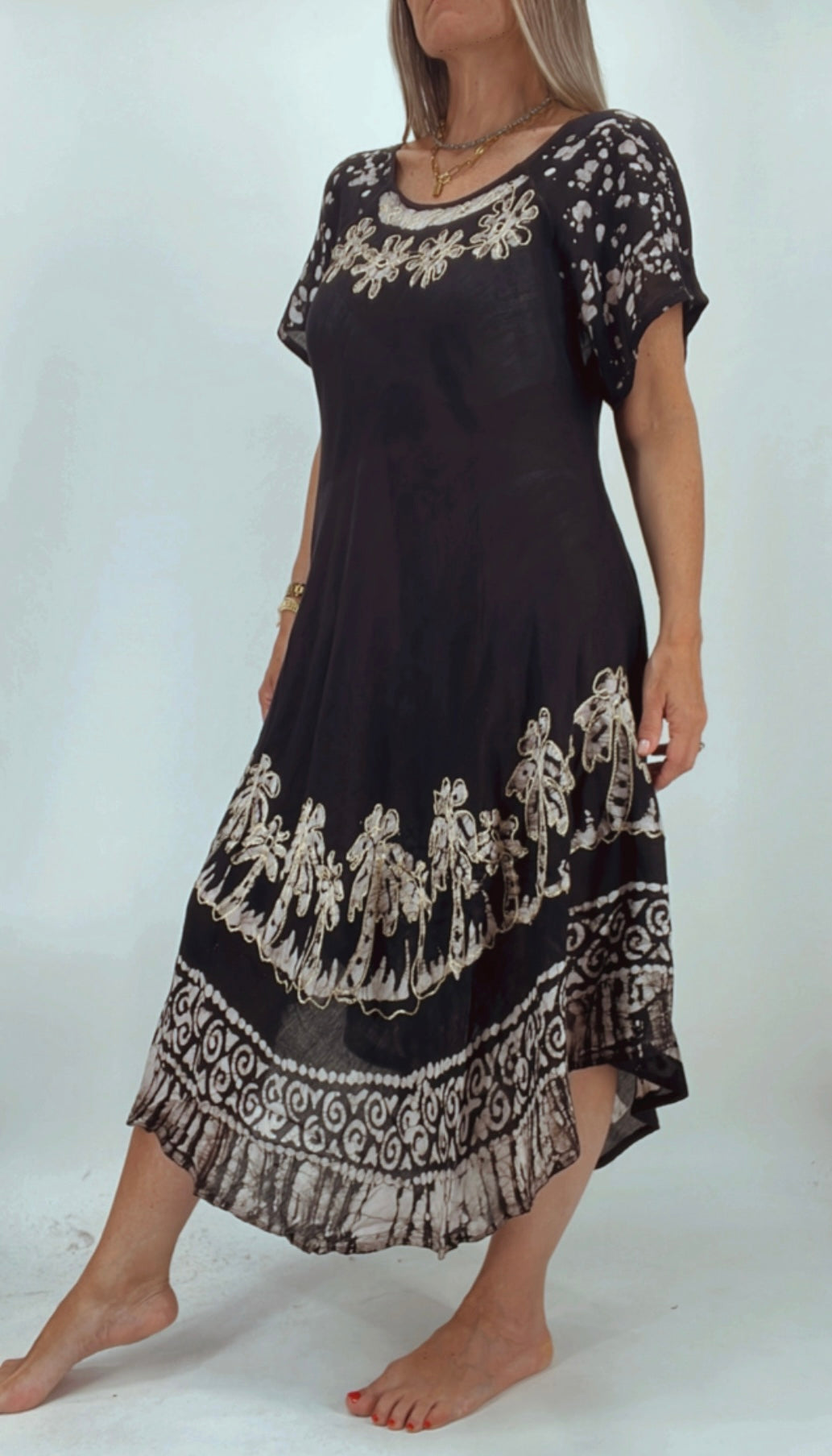 Vestido de la India bordado y estampado