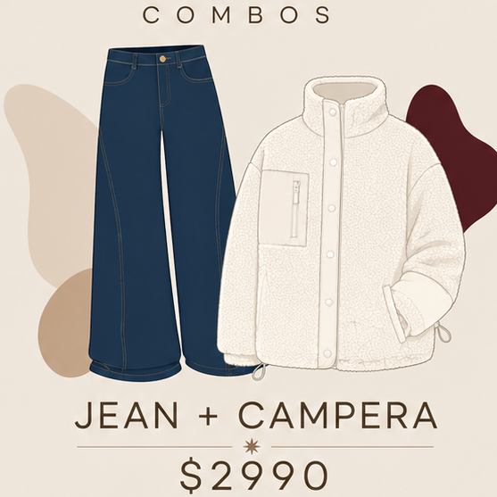 Promo Jean wide leg + campera