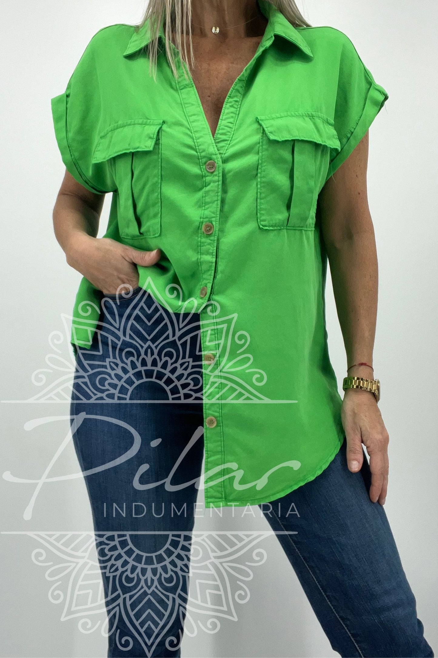 Camisa manga corta en tela tencel (fibras naturales)