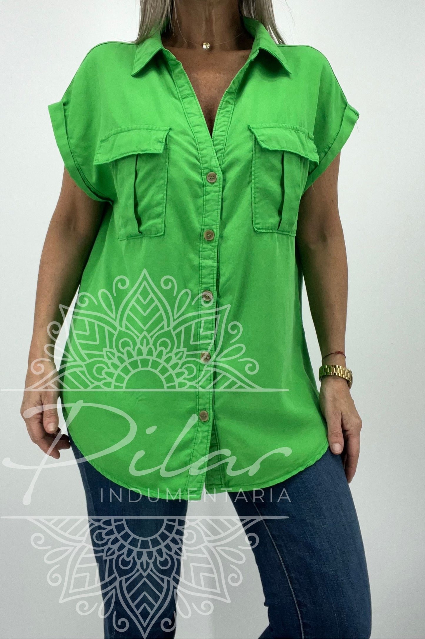Camisa manga corta en tela tencel (fibras naturales)