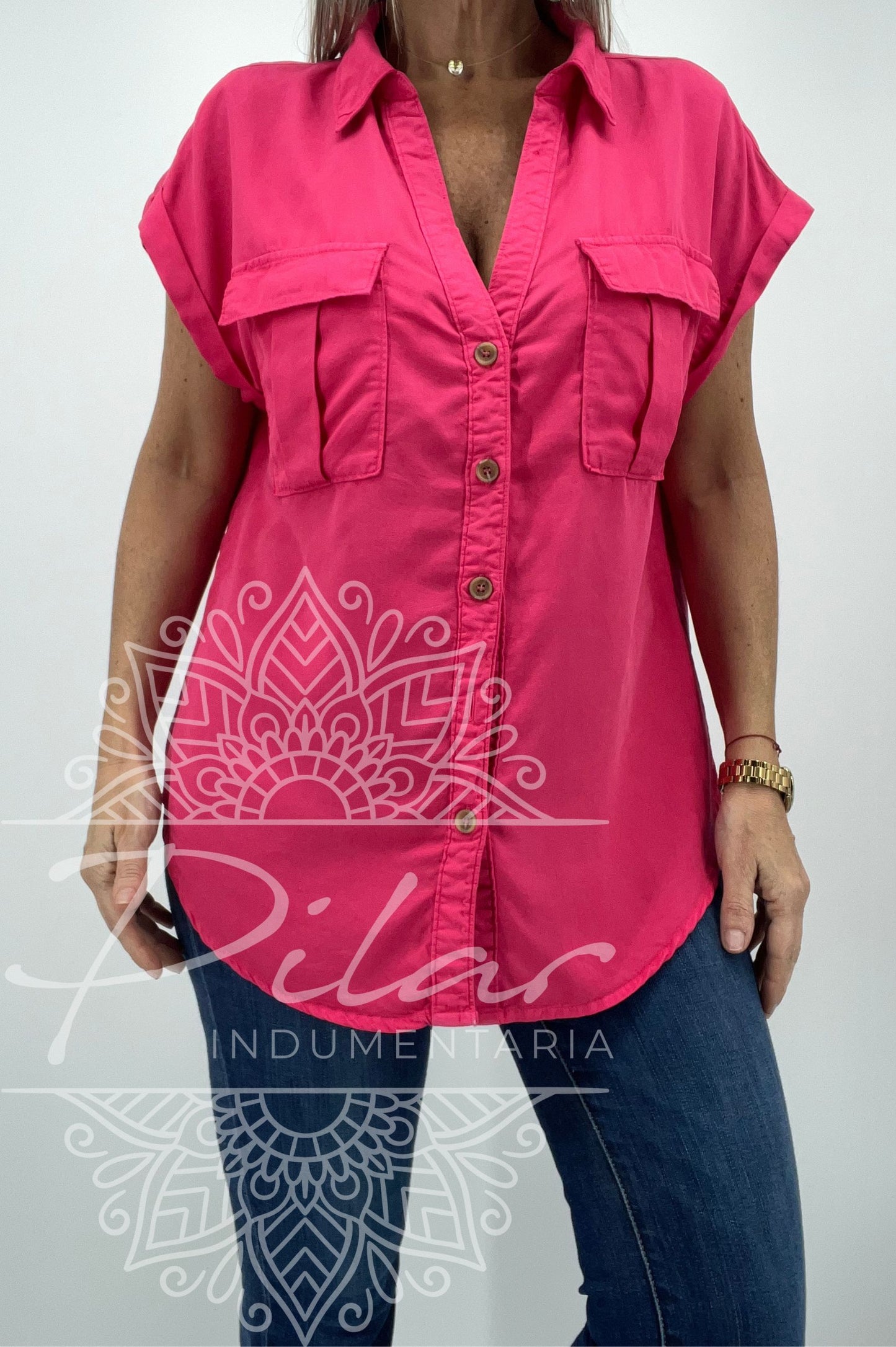 Camisa manga corta en tela tencel (fibras naturales)