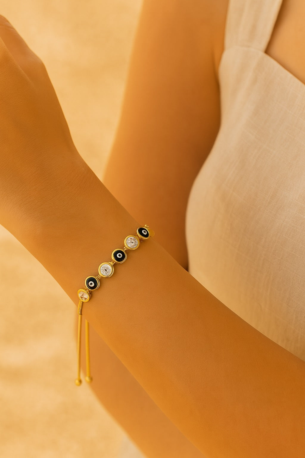 Pulsera ojo turco dorada