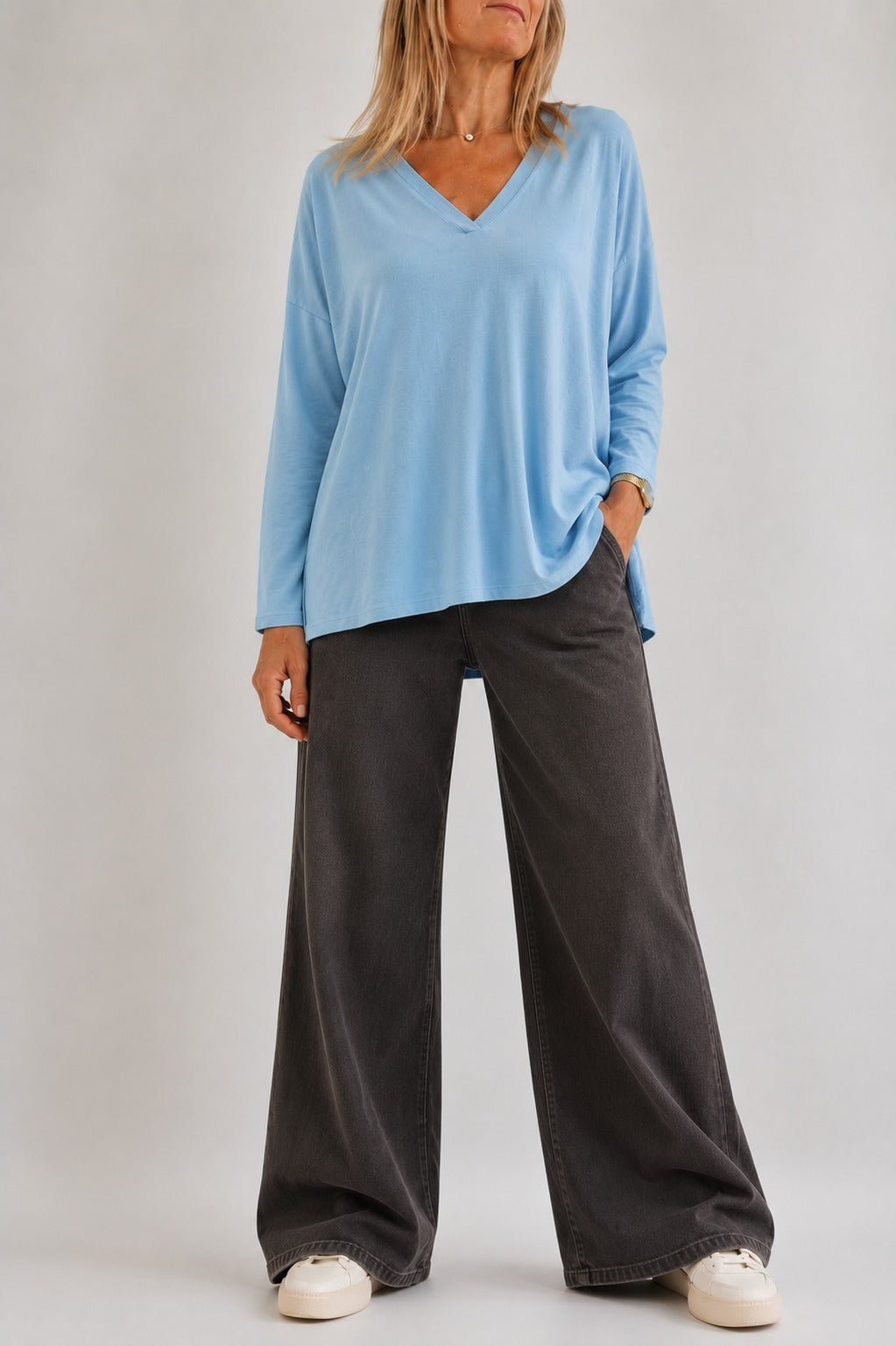 Remera Escote V en Lanilla