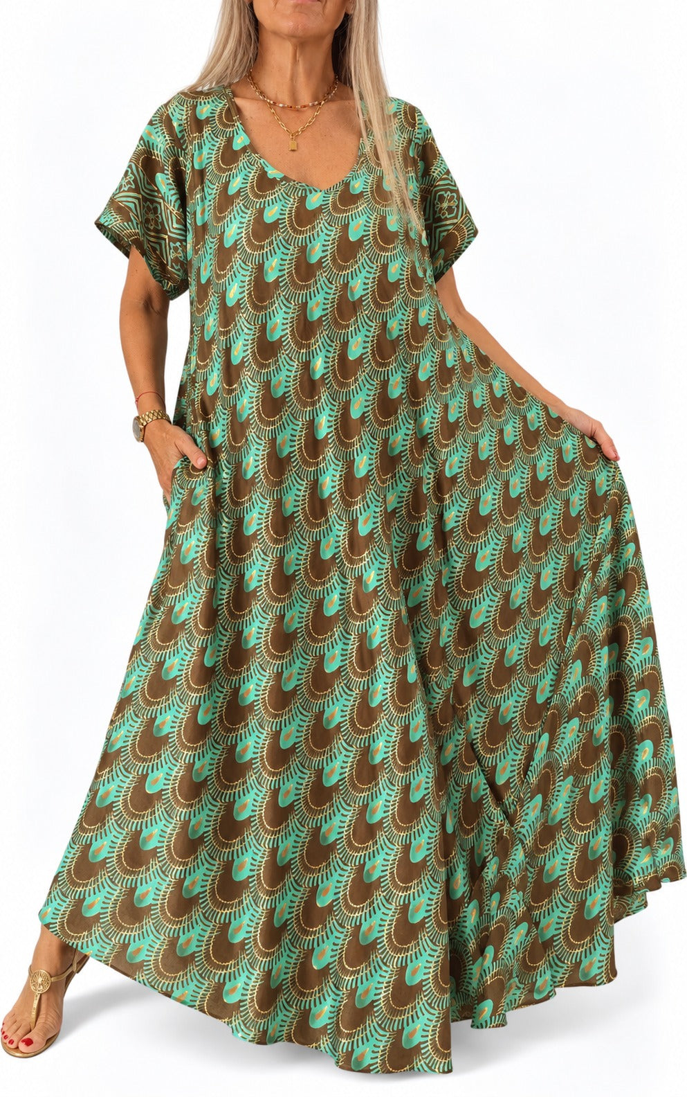Vestido de la India en seda con bolsillos