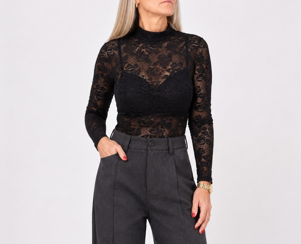 Body broderie elastizado color negro