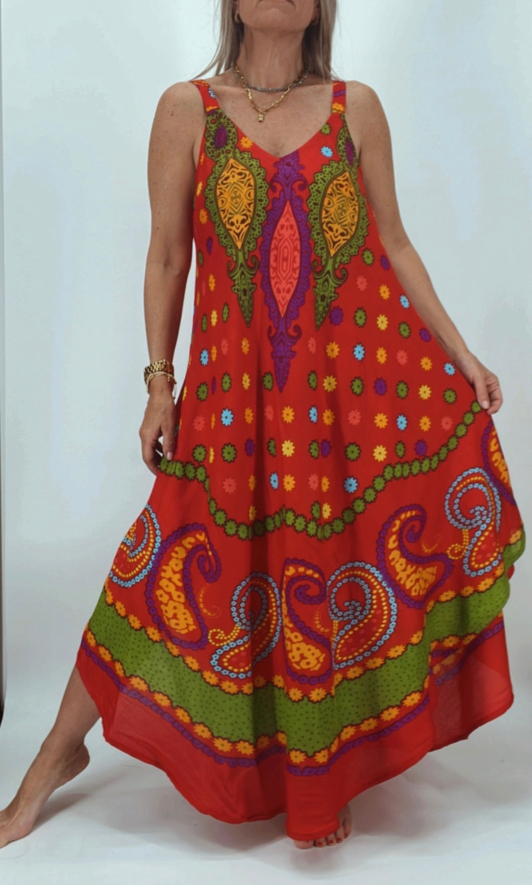 Vestido estampado sin manga