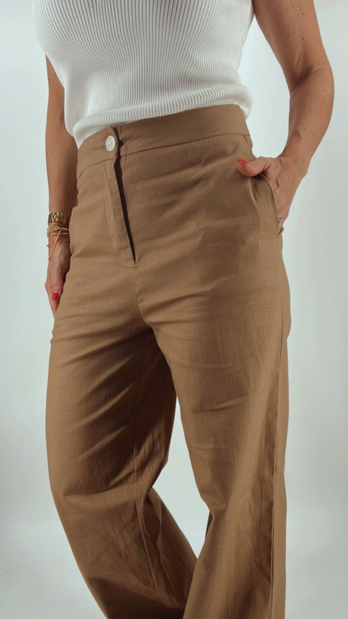 Pantalon de lino elastizado