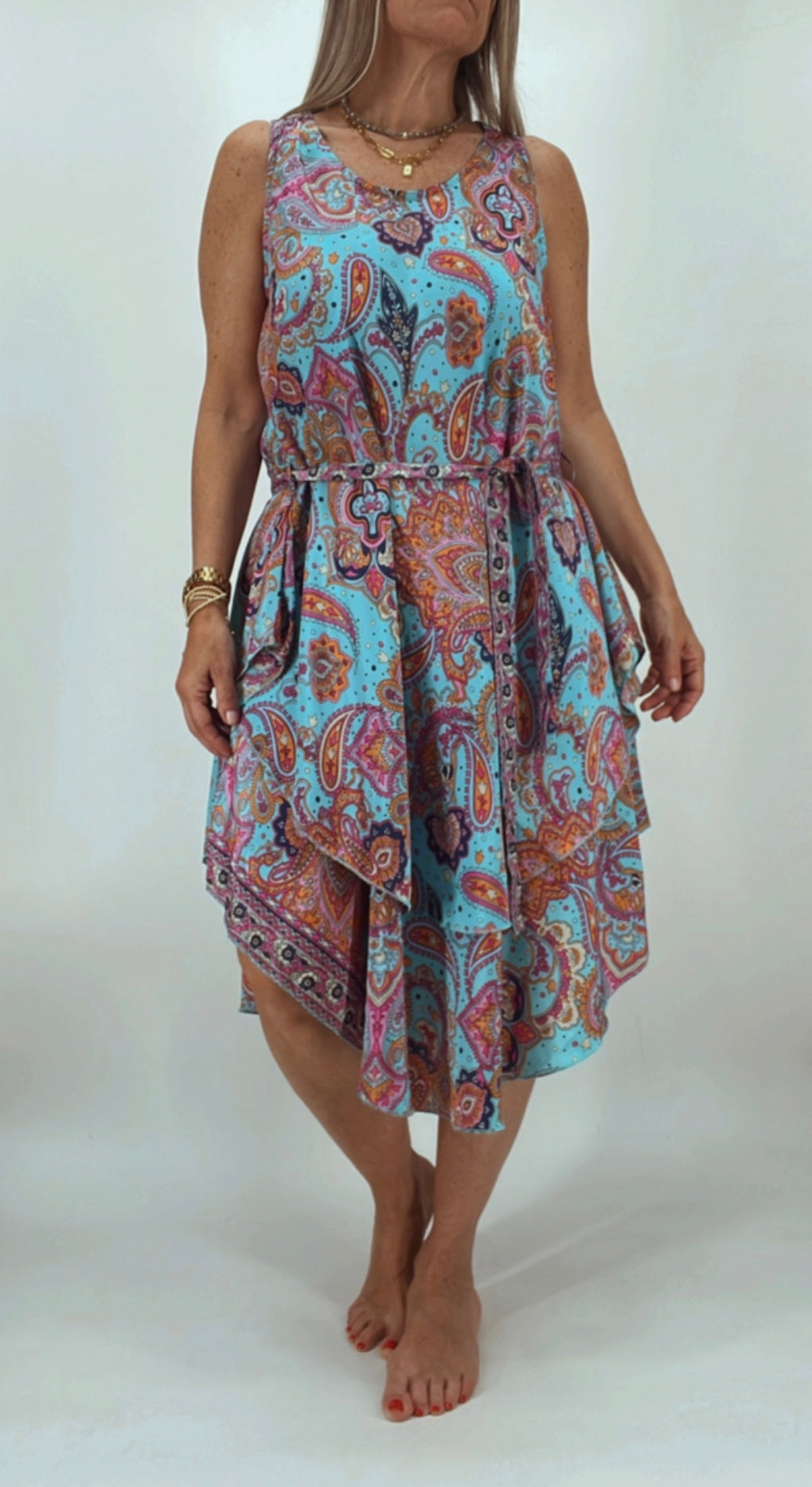 Vestido estampado sin manga