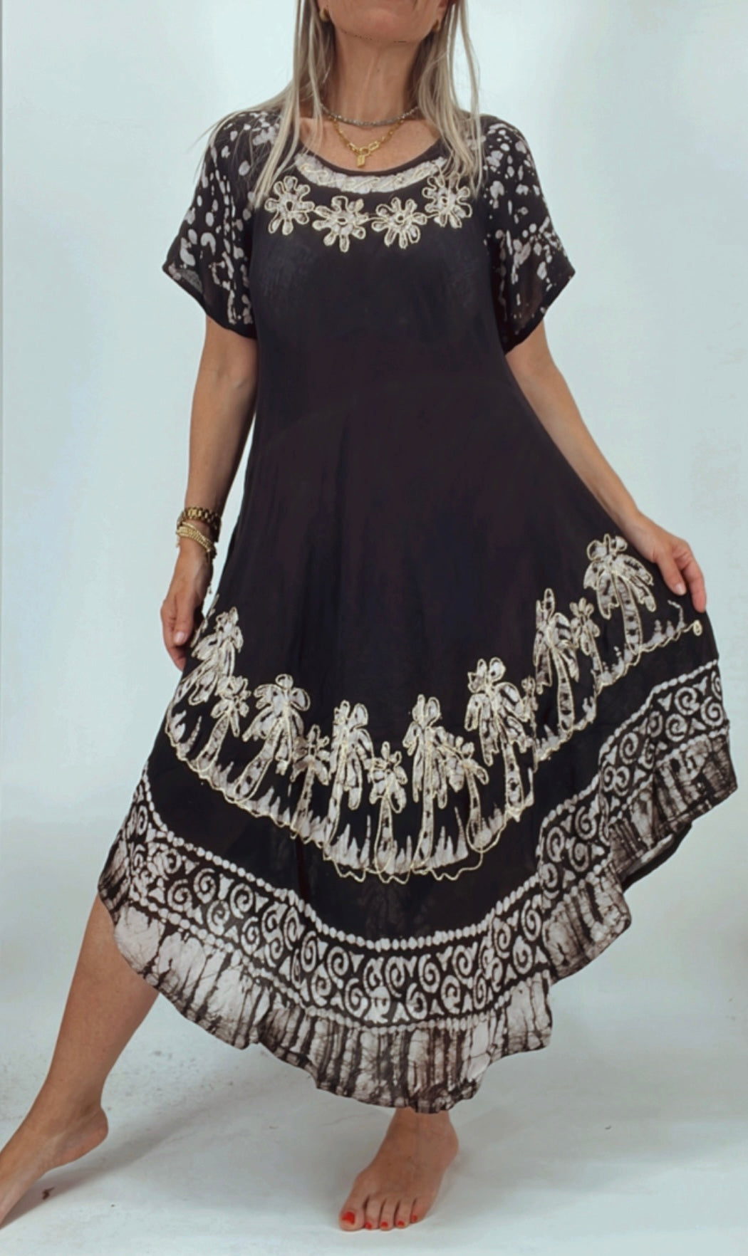 Vestido de la India bordado y estampado