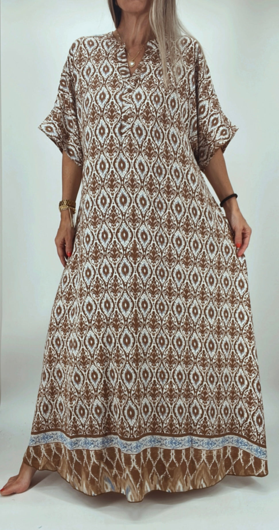 Vestido tipo lino estampado