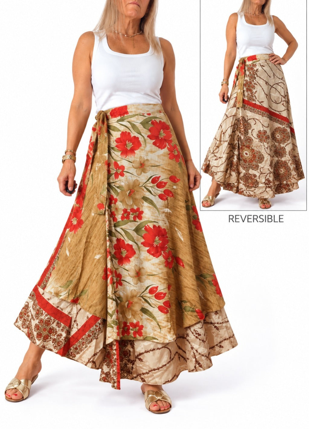 Pollera multiforma de seda de la India
