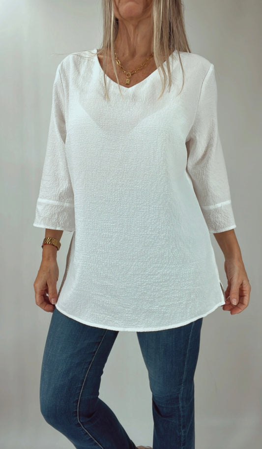 Blusa escote V tipo crepe