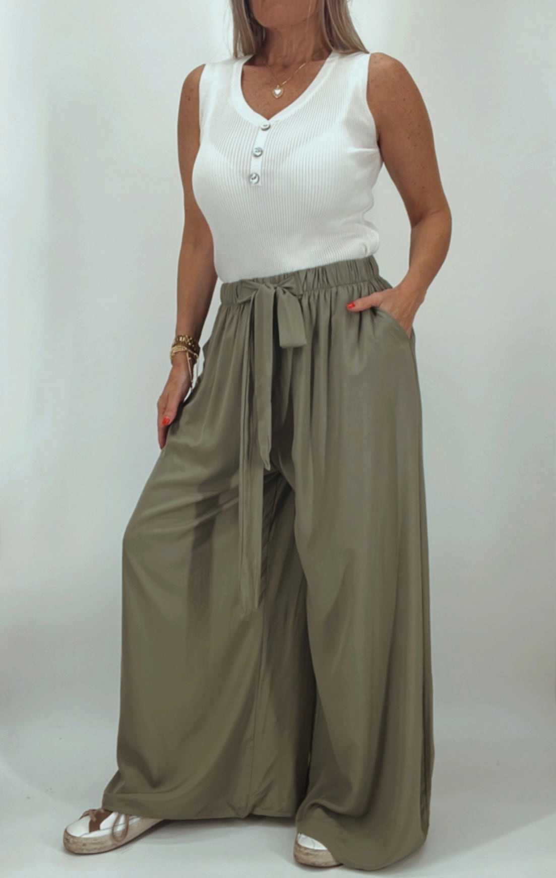 Palazo ancho cintura elastizada