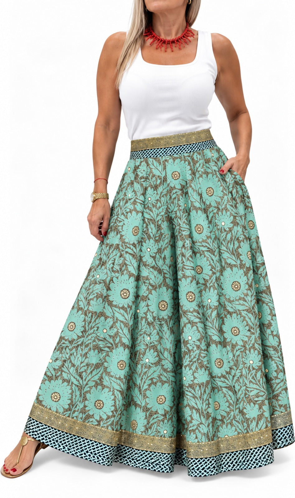 Pollera pantalón en seda de la India