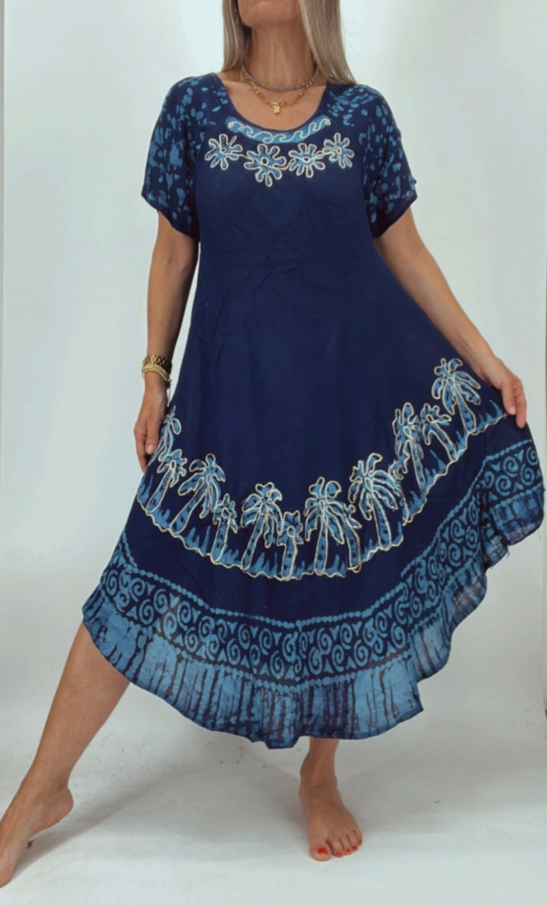 Vestido de la India bordado y estampado