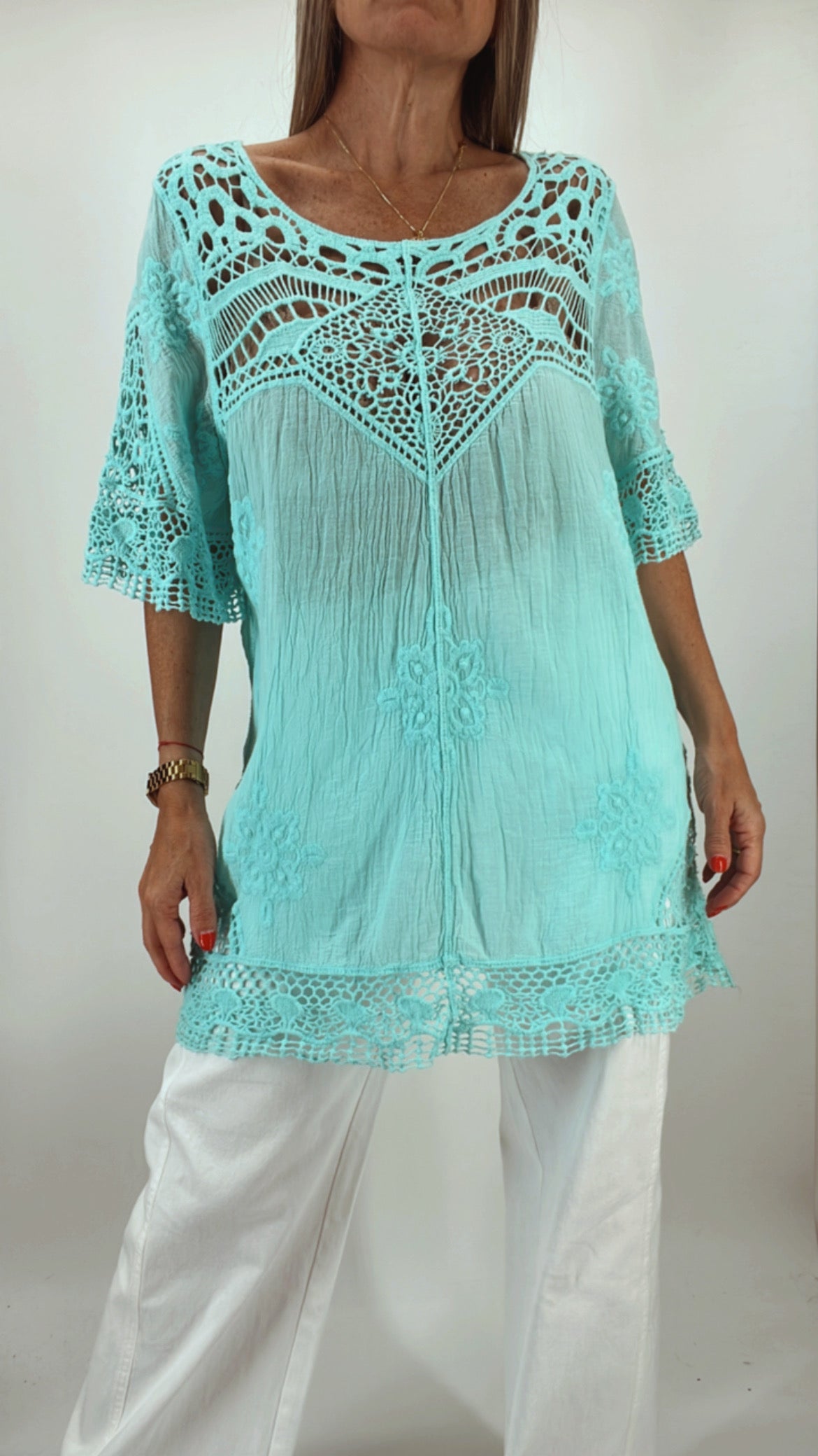 Blusa bambula y crochet