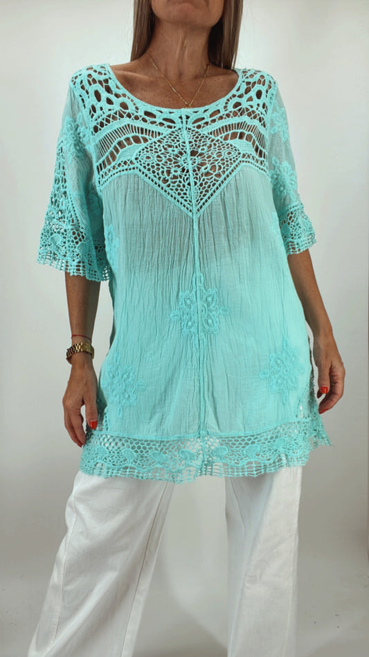Blusa bambula y crochet