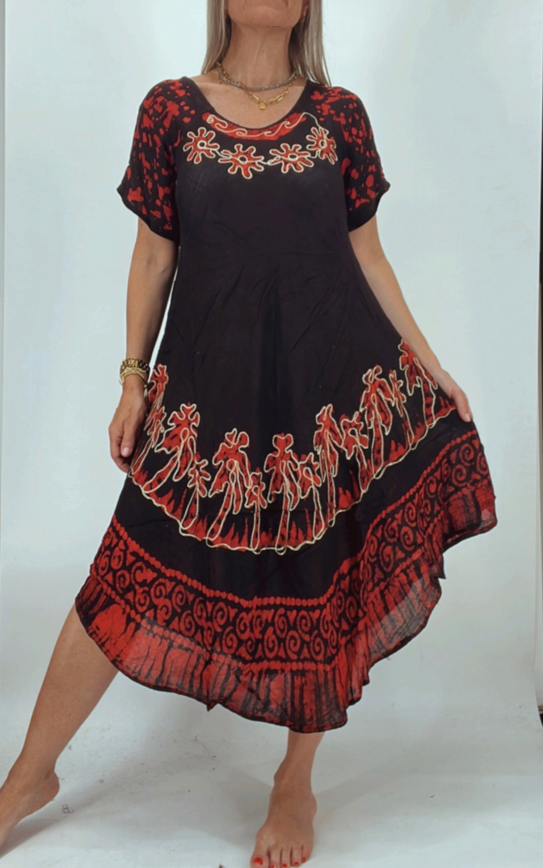 Vestido de la India bordado y estampado