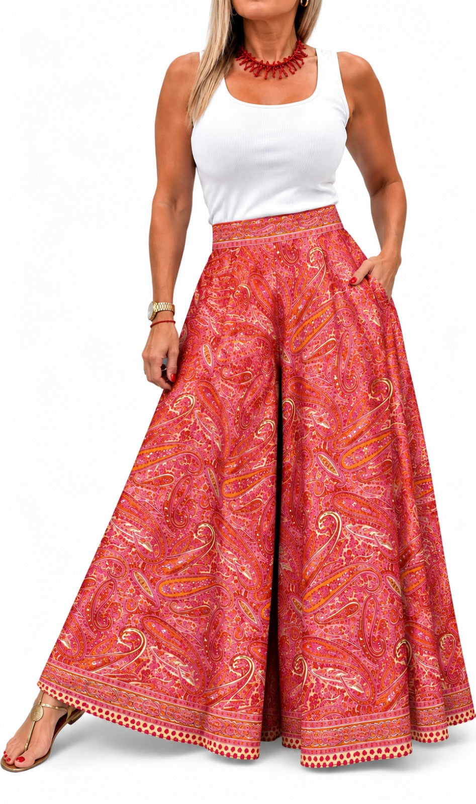 Pollera pantalón en seda de la India