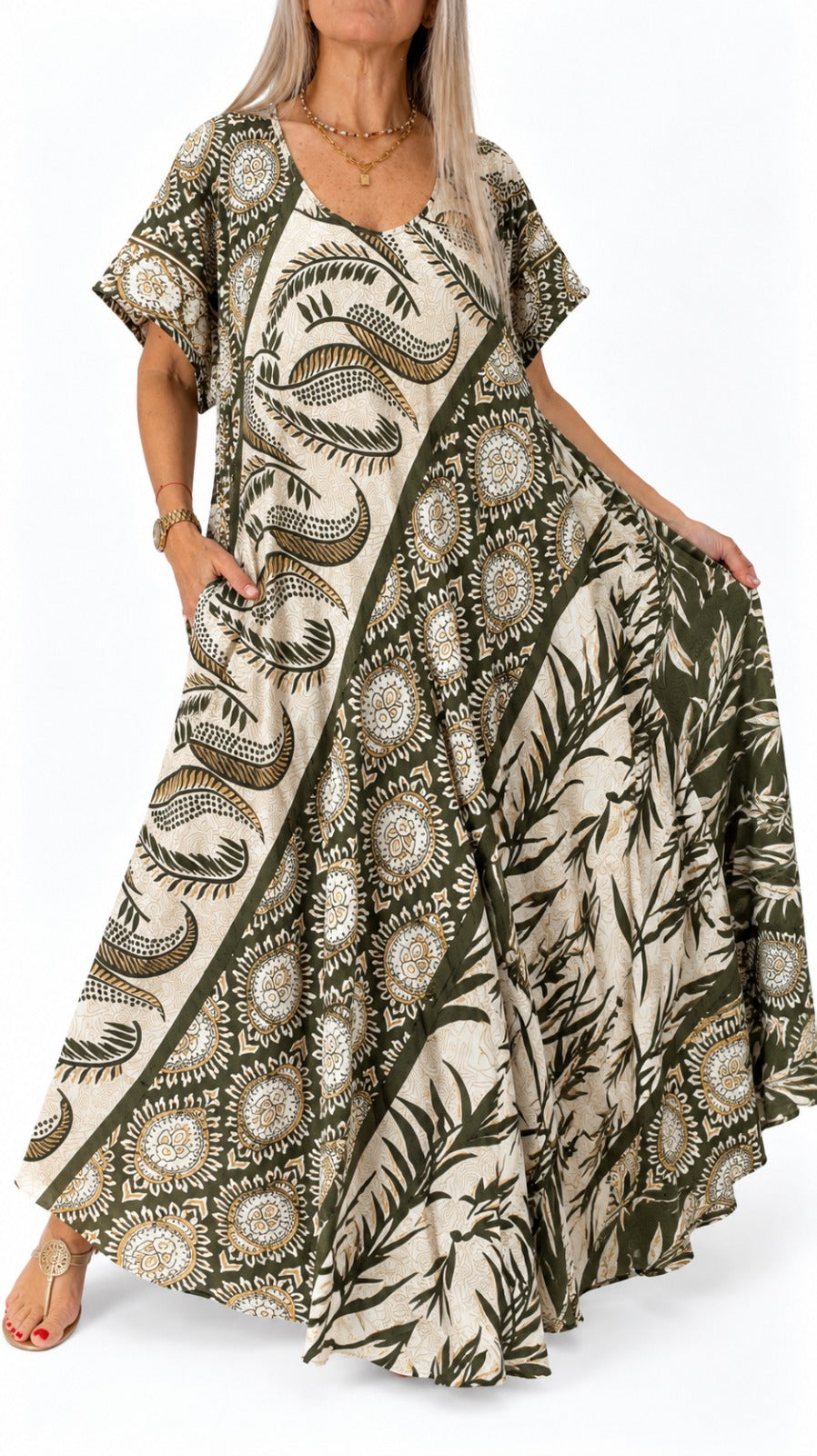 Vestido de la India en seda con bolsillos
