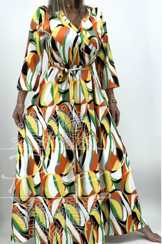 Vestido estampado con lazo