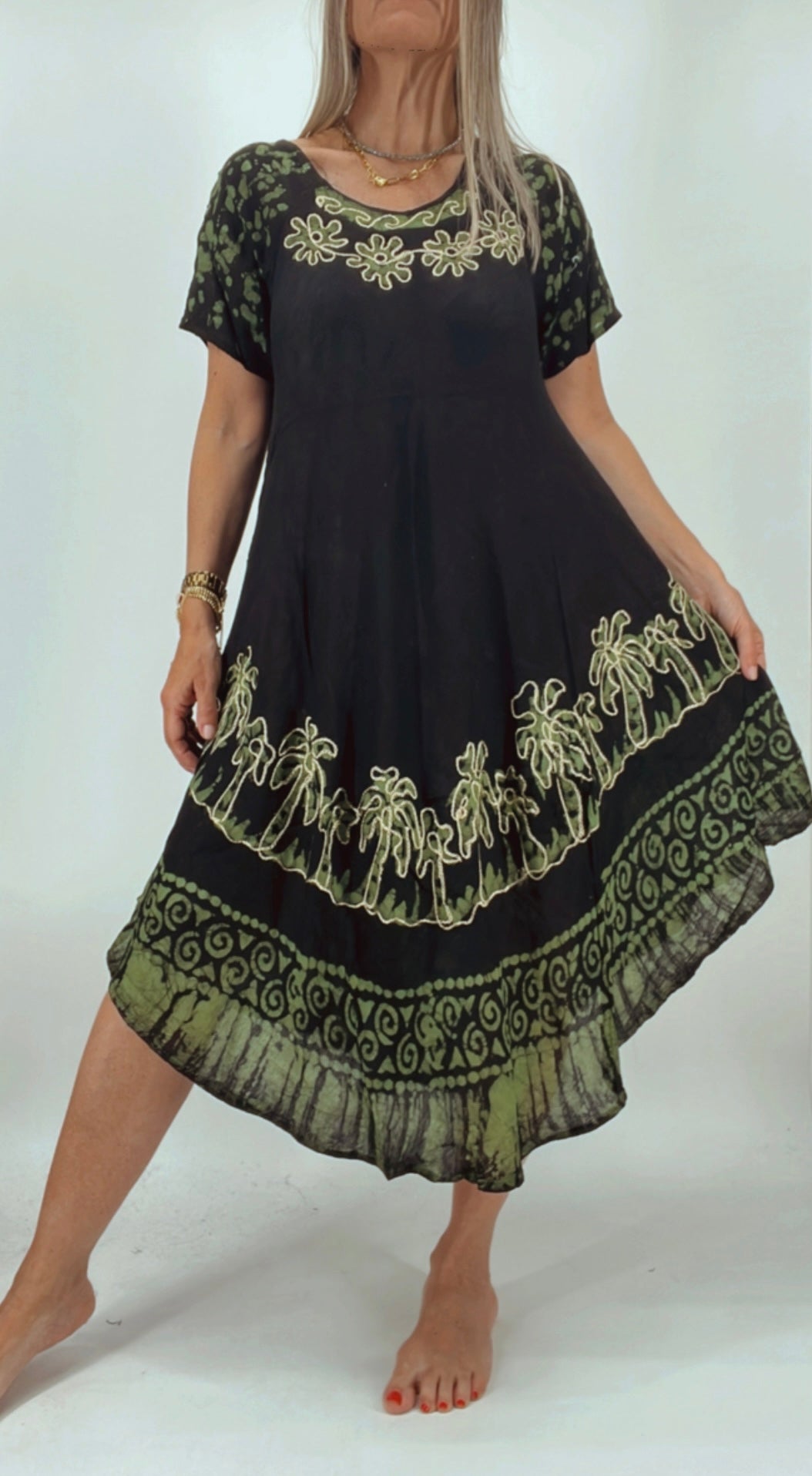 Vestido de la India bordado y estampado