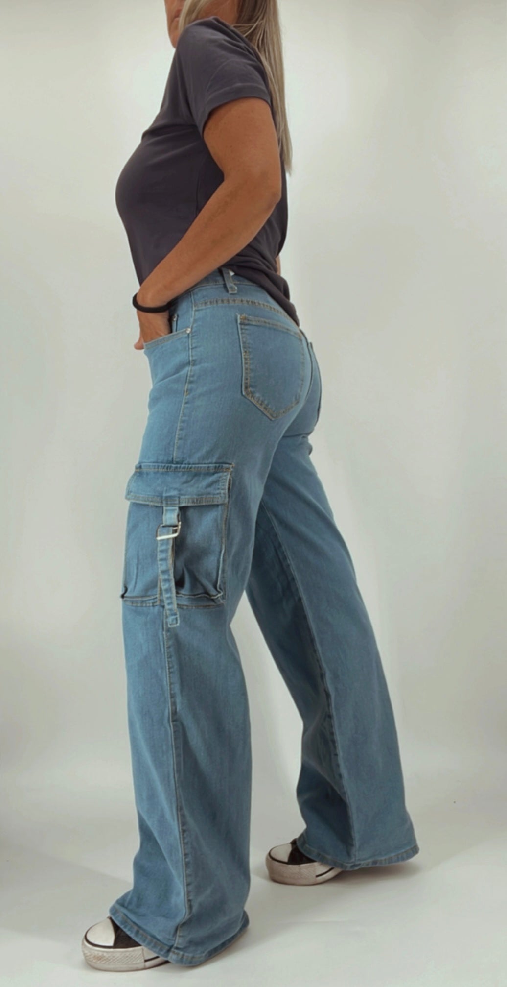 Jeans celeste elastizado + campera