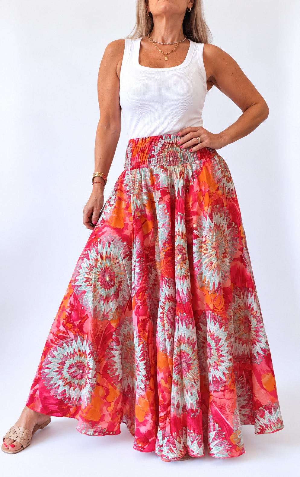 Pollera pantalón en seda de la India