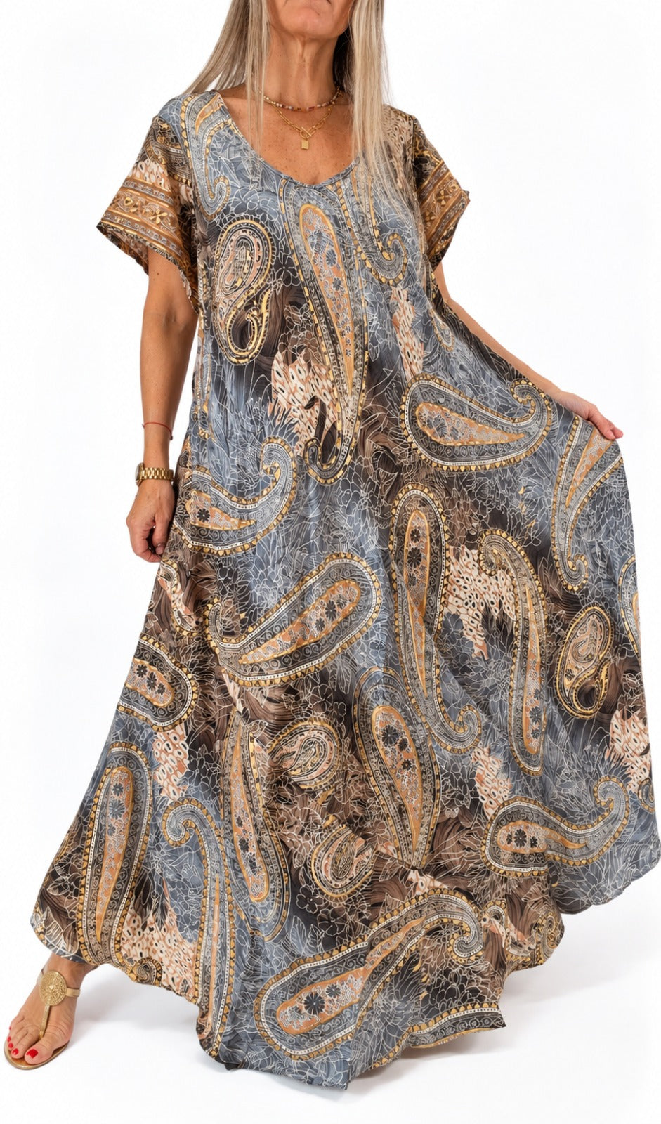 Vestido de la India en seda con bolsillos