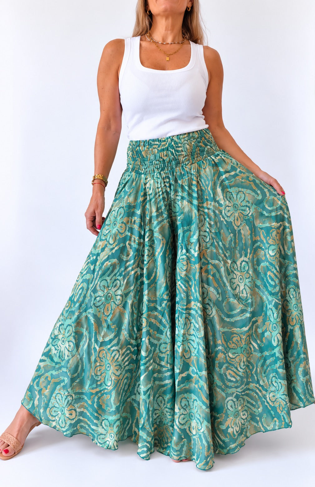 Pollera pantalón en seda de la India
