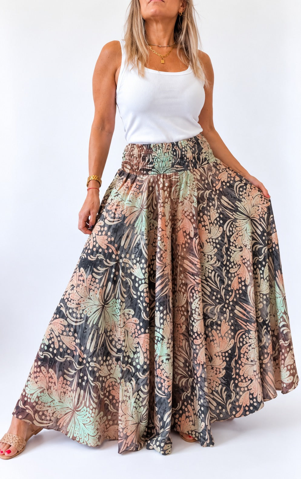 Pollera pantalón en seda de la India