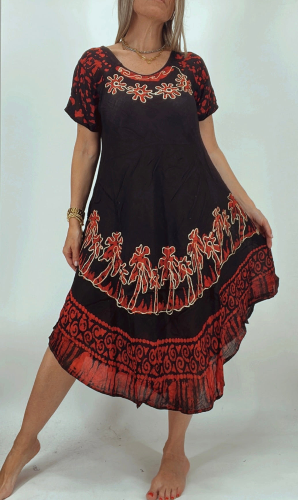 Vestido de la India bordado y estampado