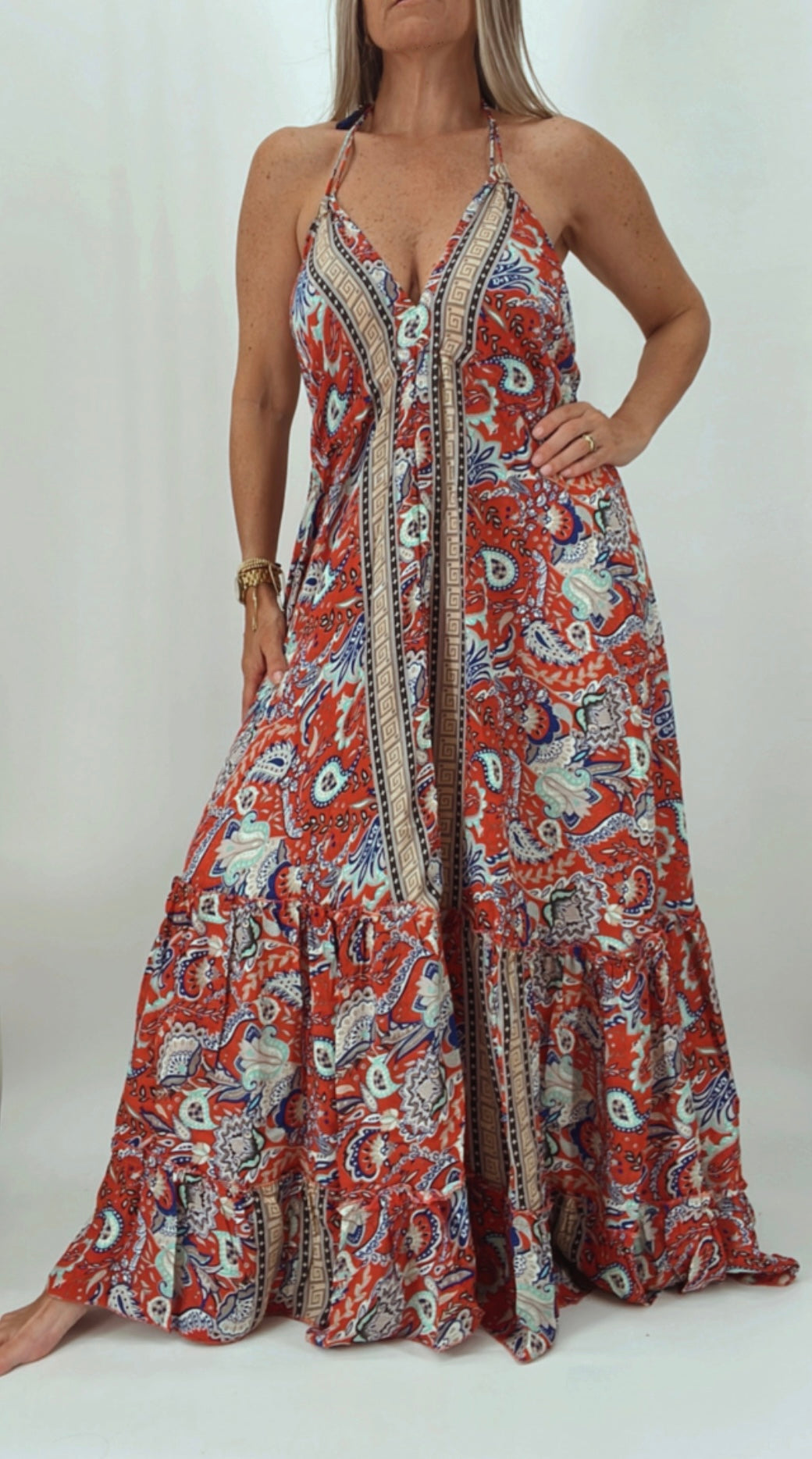 Vestido de la India en seda espalda descubierta