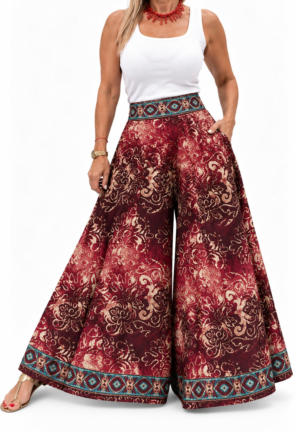 Pollera pantalón en seda de la India