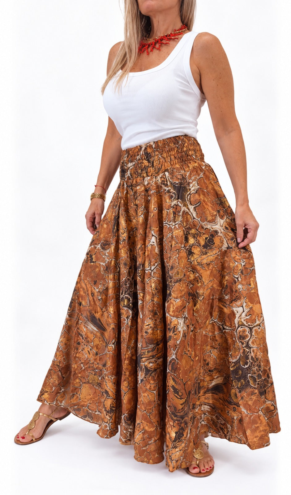Pollera pantalón en seda de la India