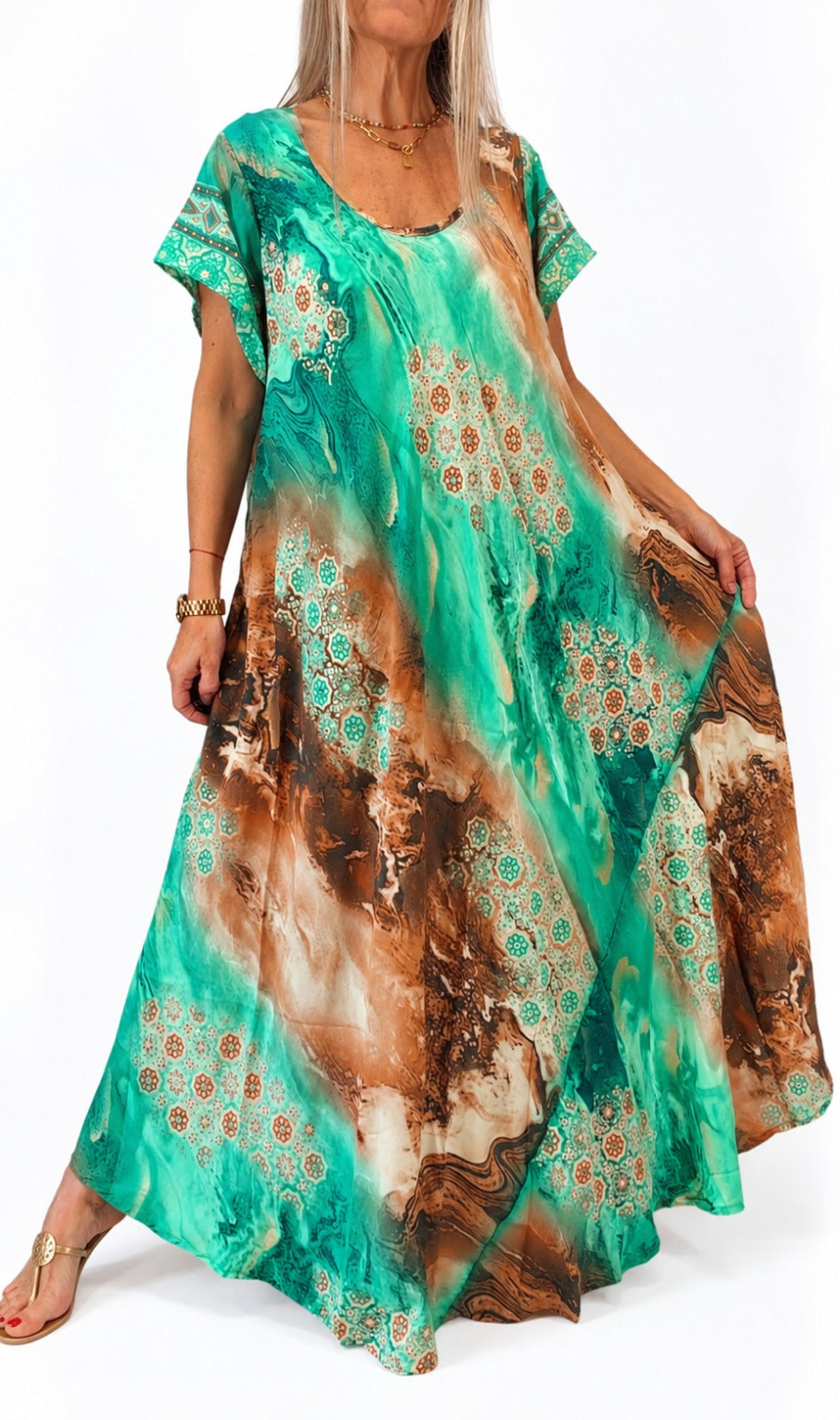 Vestido de la India en seda con bolsillos