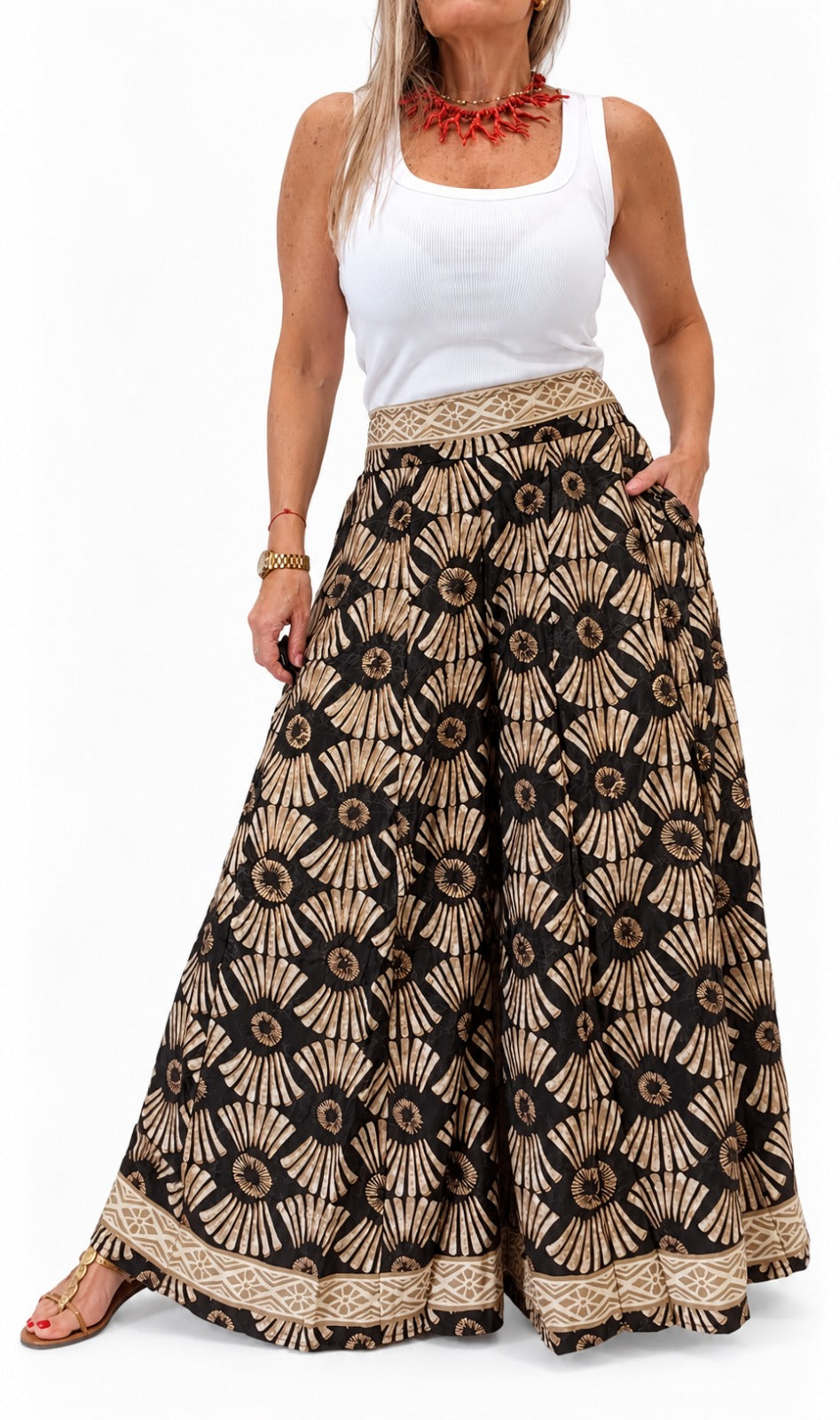 Pollera pantalón en seda de la India
