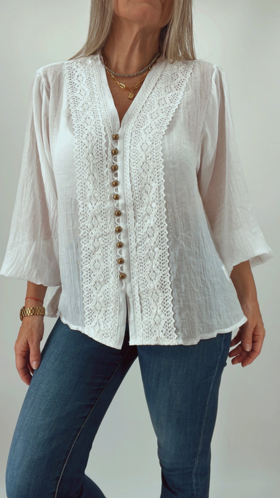 Camisa boho fina con encaje