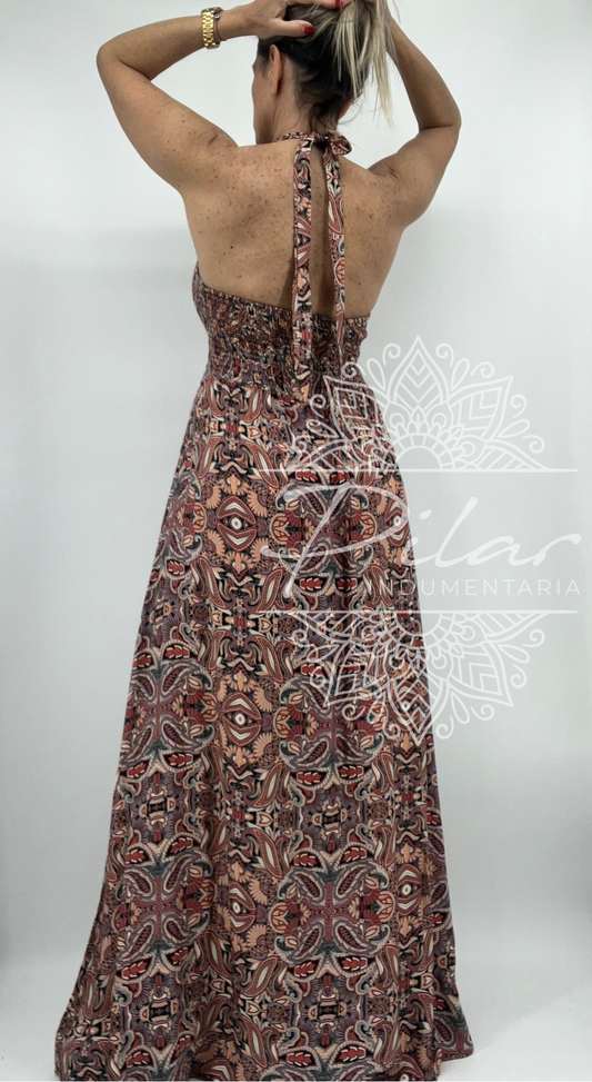 Vestido estampado espalda descubierta
