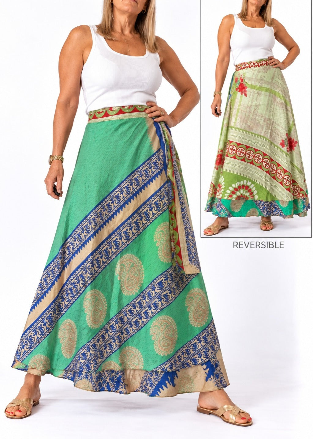 Pollera multiforma de seda de la India
