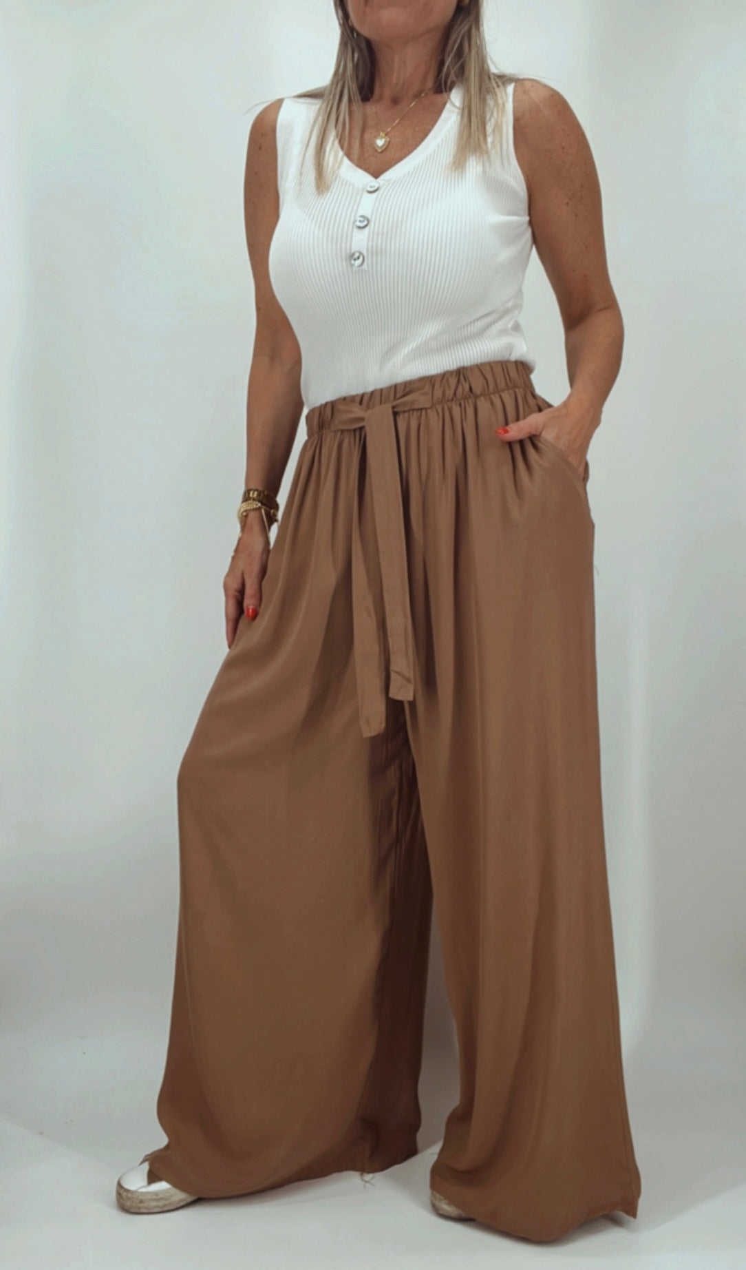 Palazo ancho cintura elastizada