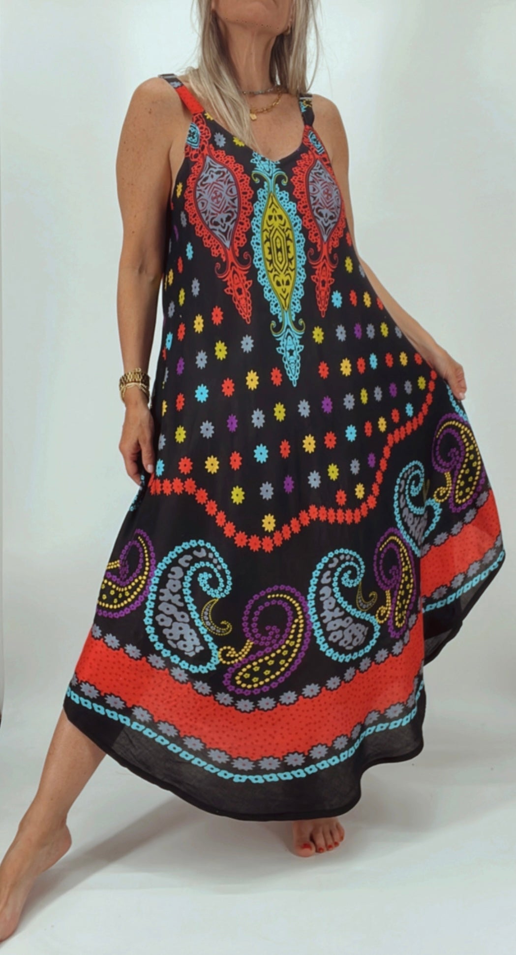 Vestido estampado sin manga