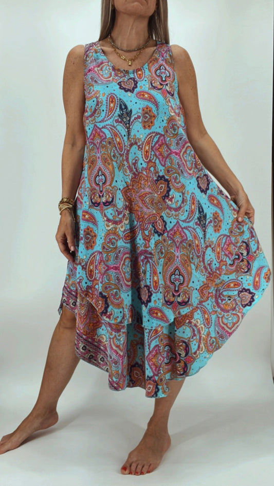 Vestido estampado sin manga