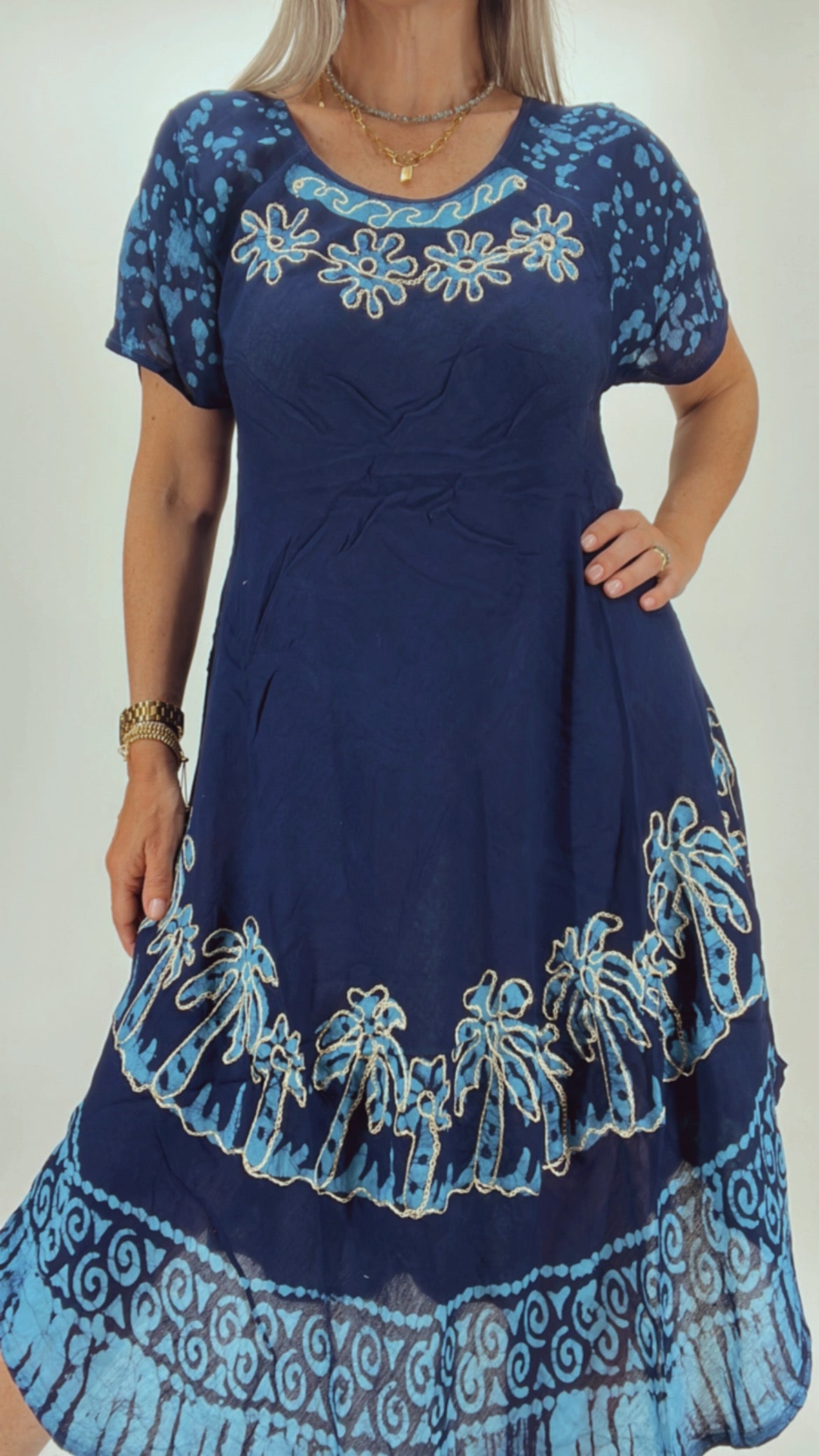 Vestido de la India bordado y estampado