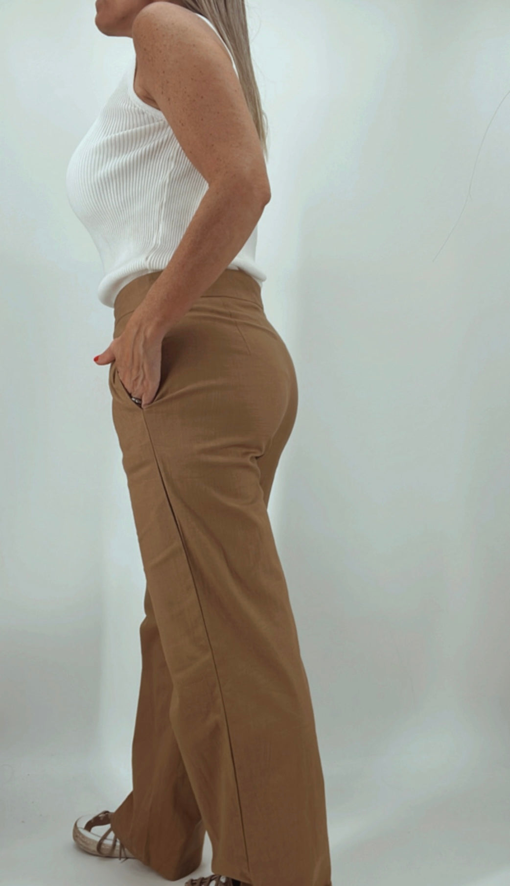 Pantalon de lino elastizado