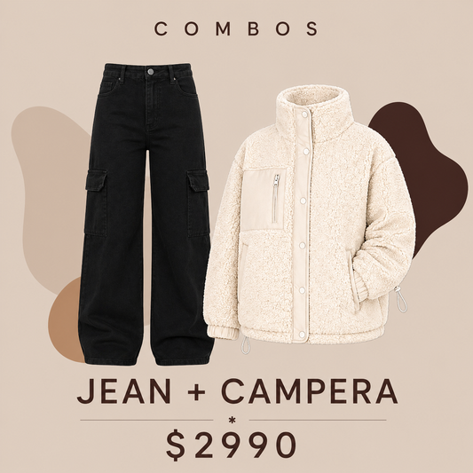 Promo jean negro + campera